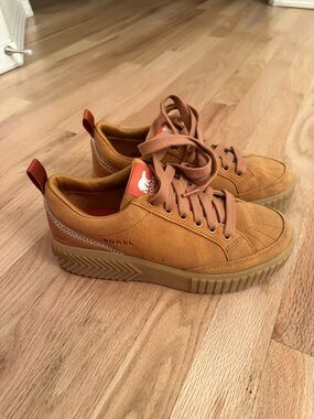 Sorel Tan Suede Platform Sneakers